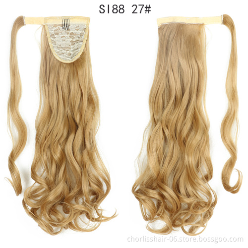 Wholesale Hot Sale Chorliss Natural Indian Virgin Cheveux Afro Curly Hair Ponytail For Black Women Synthetic Ponytail Extensions